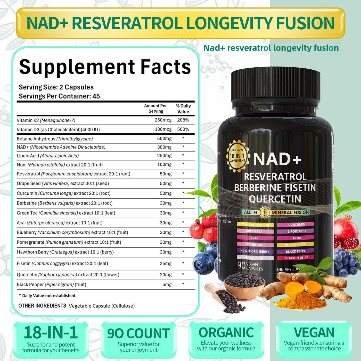 NAD+ Polyphenol Stack 18-in-1